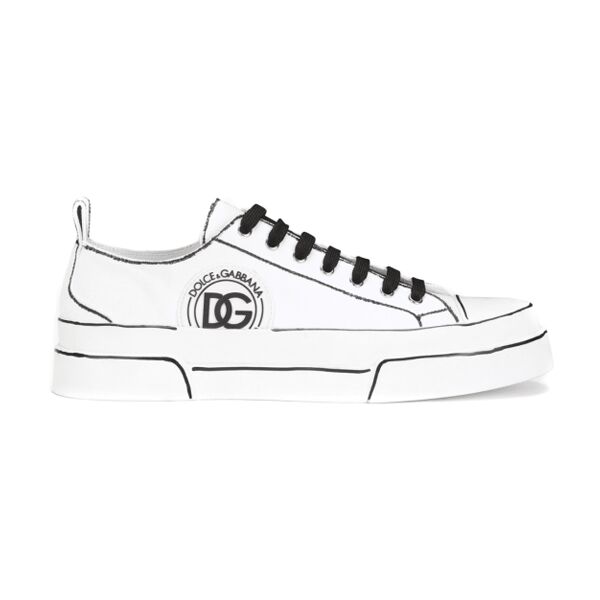 DOLCE   GABBANA HAND PAINTED CANVAS PORTOFINO LIGHT SNEAKERS IN WHITE ?��� DG008