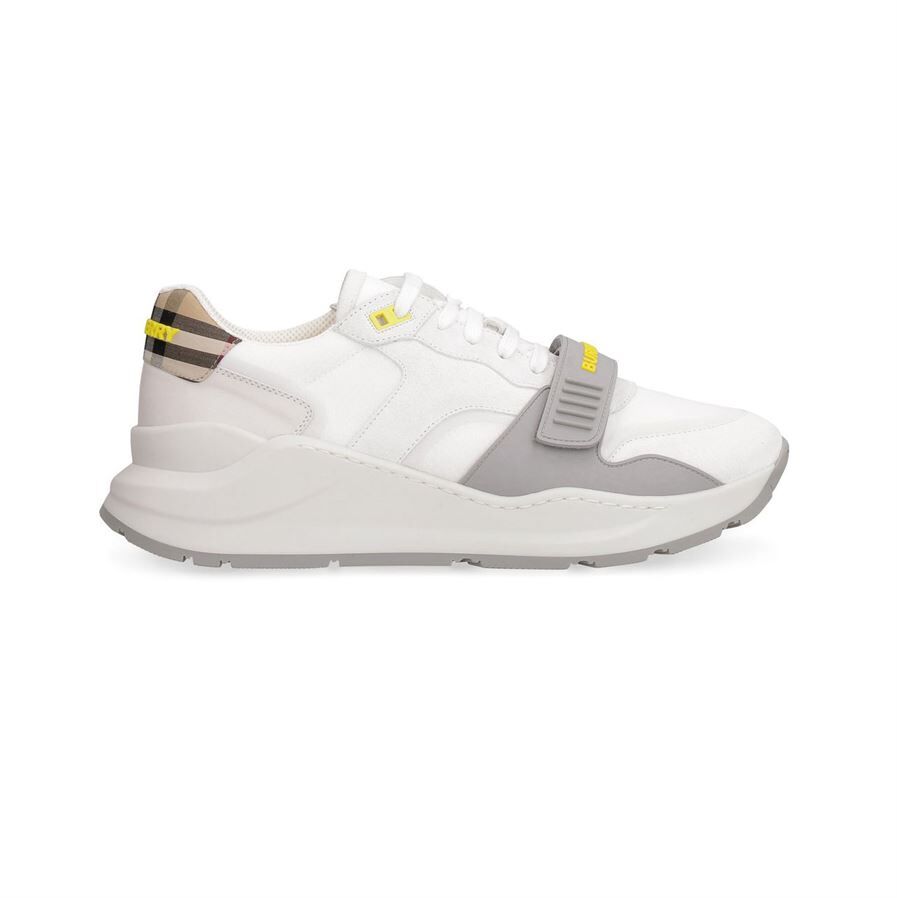 BURBERRY VINTAGE CHECK VELCRO STRAP SNEAKERS IN WHITE   BBR003