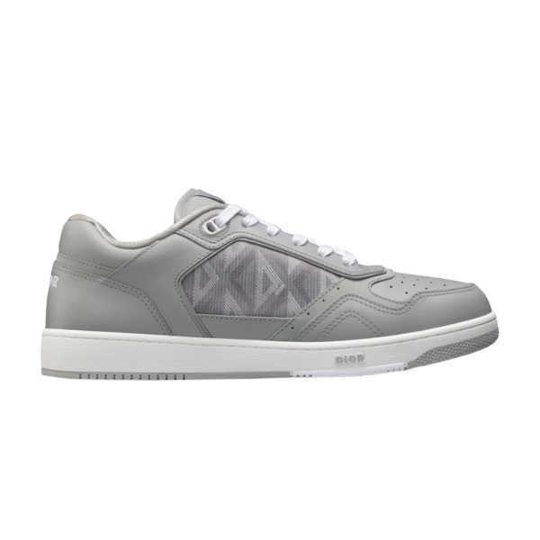 DIOR B27 LOW-TOP SNEAKER GRAY SMOOTH CALFSKIN AND CD DIAMOND CANVAS   DO139