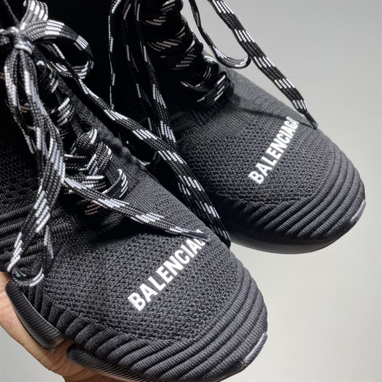 BALENCIAGA MEN S SPEED 2.0 LACE-UP RECYCLED KNIT SNEAKER IN BLACK   BLA031