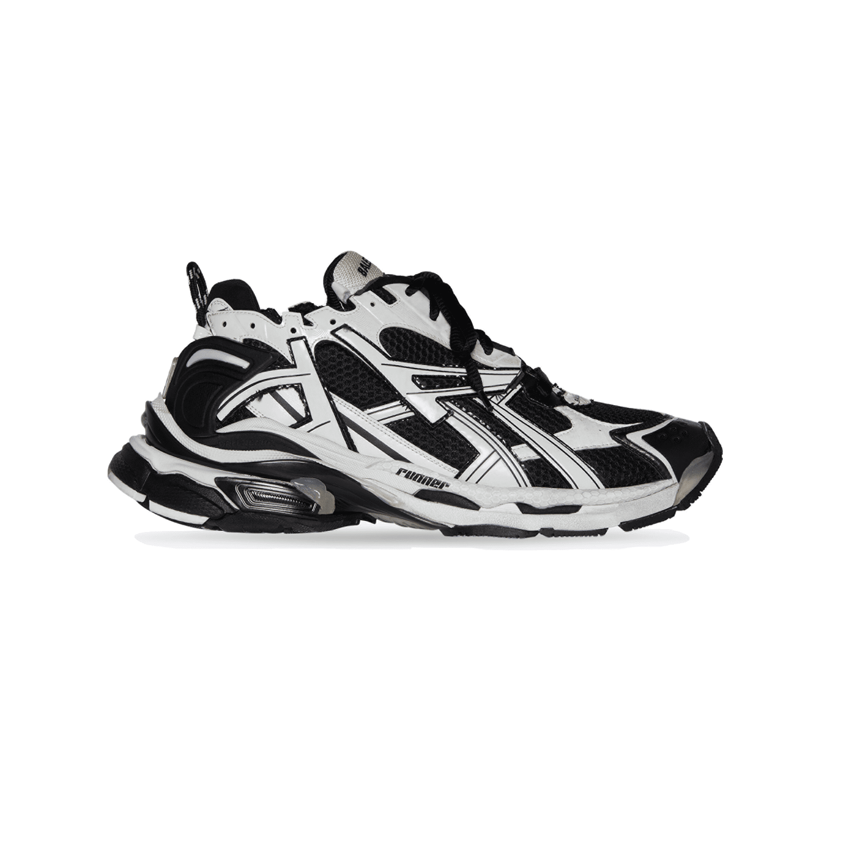 BALENCIAGA RUNNER SNEAKERS IN BLACK AND WHITE MESH AND NYLON   BLA008