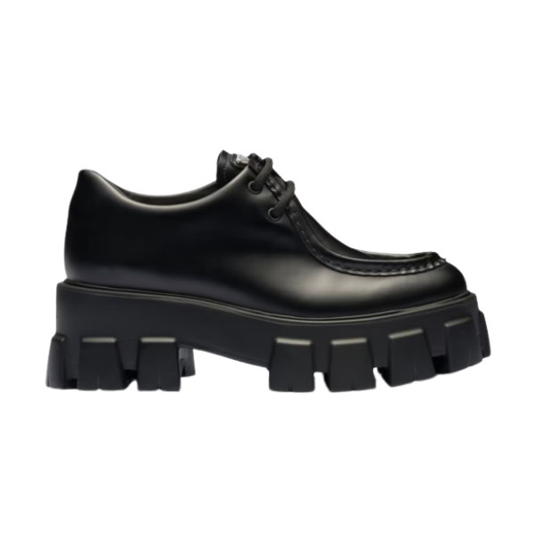 PRADA MONOLITH BRUSHED LEATHER LACE-UP SHOES   PRS059