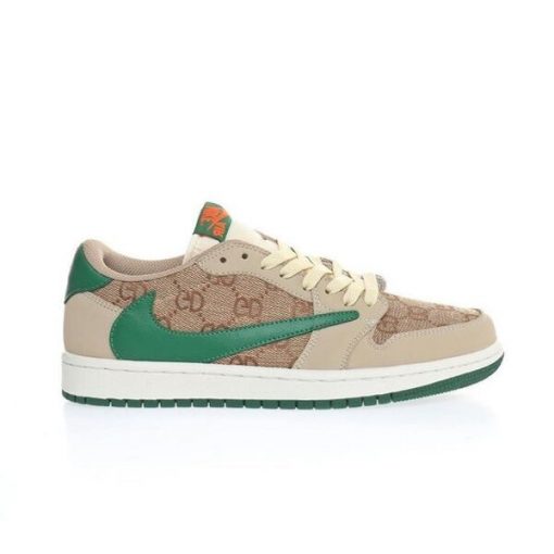 GUCCI X AIR JORDAN 1 LOW WHITE BROWN GREEN   GCC050