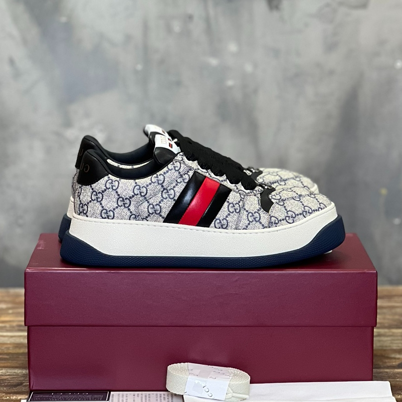 Gucci Screener Web Beige and Blue Sneaker   GCC171