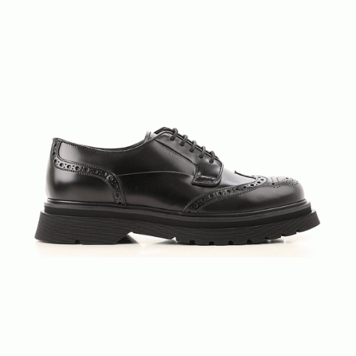 PRADA BRUSHED LEATHER DERBY BROGUE SHOES SHOES   PRS033