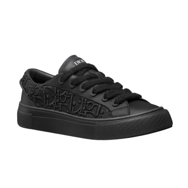 DIOR B33 SNEAKER BLACK SMOOTH CALFSKIN AND DIOR OBLIQUE RAISED EMBROIDERY   DO132