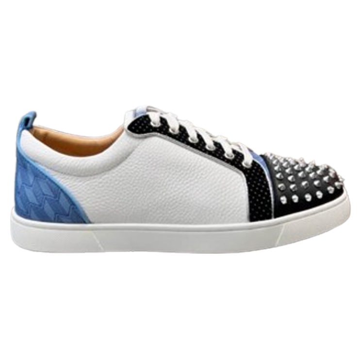 Christian Louboutin Louis Junior Spikes White Blue Sneaker   CLS042