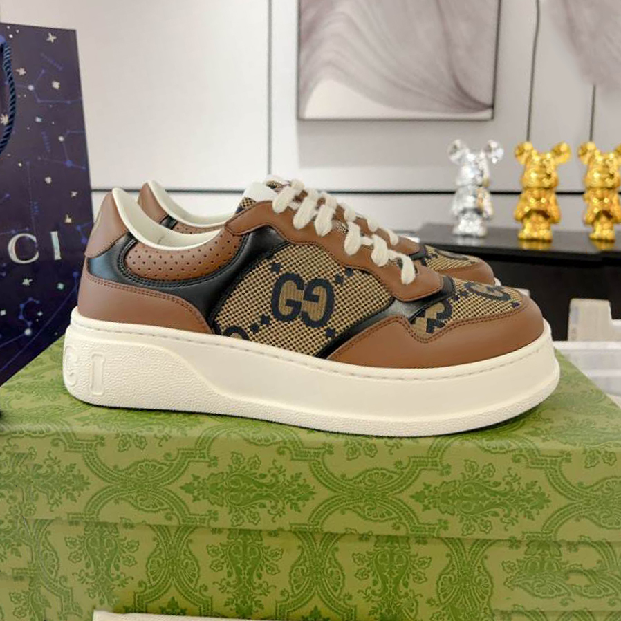 Gucci Brown Monogram GC Black Sneakers   GCC194