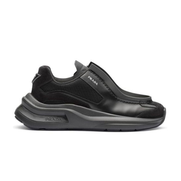 PRADA SYSTEME BRUSHED LEATHER SNEAKERS   PRS050