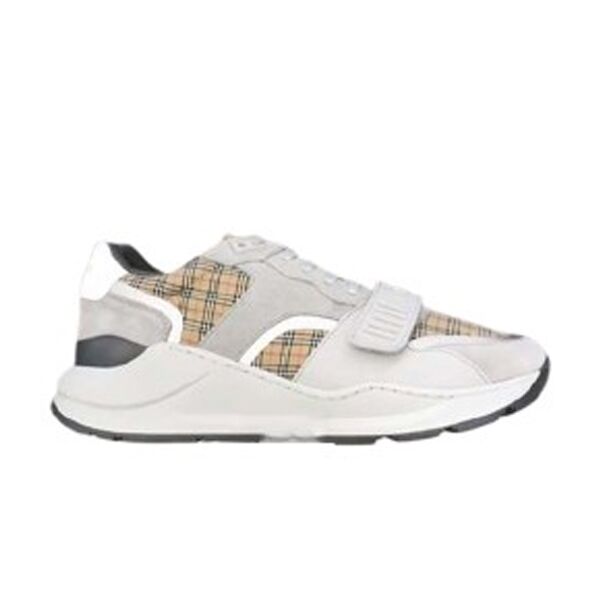 BURBERRY CHECK, SUEDE AND LEATHER SNEAKERS   BBR009