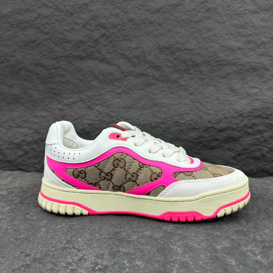 Gucci Wmns Re-Web Sneaker  GG Canvas   Beige Fuchsia    GCC156