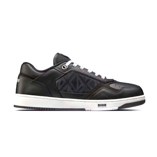 DIOR B27 LOW-TOP SNEAKER BLACK SMOOTH CALFSKIN AND CD DIAMOND CANVAS   DO141