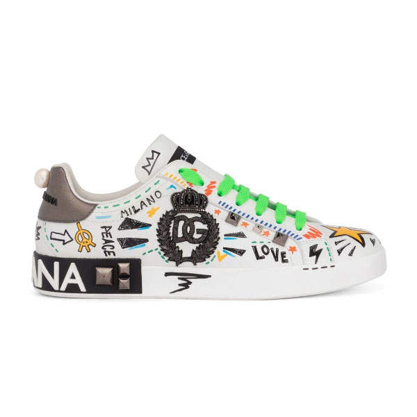 DOLCE   GABBANA GRAFFITI PRINT LOW-TOP SNEAKERS ?��� DG023