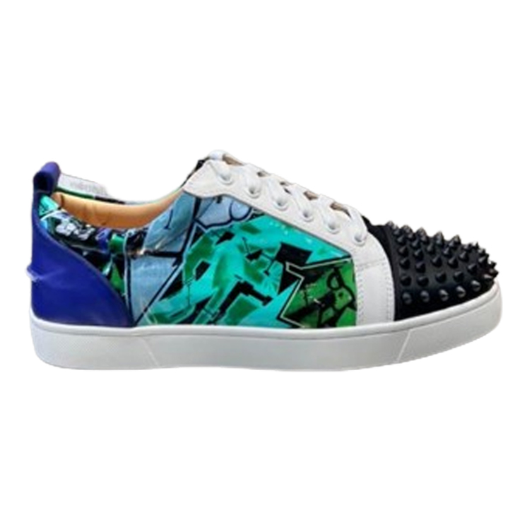 Christian Louboutin Casual Rivet Low Top Spikes Flats Blue Sneaker   CLS046