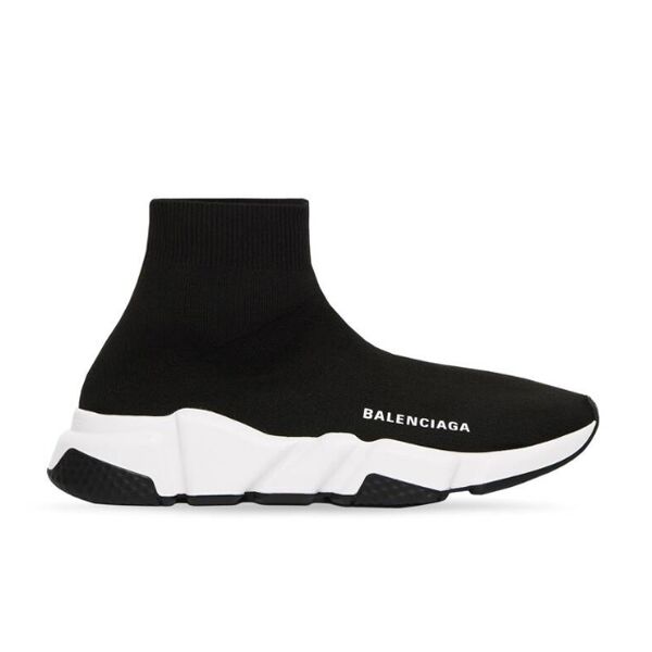 BALENCIAGA SPEED RECYCLED KNIT SNEAKER IN BLACK/WHITE   BLA052