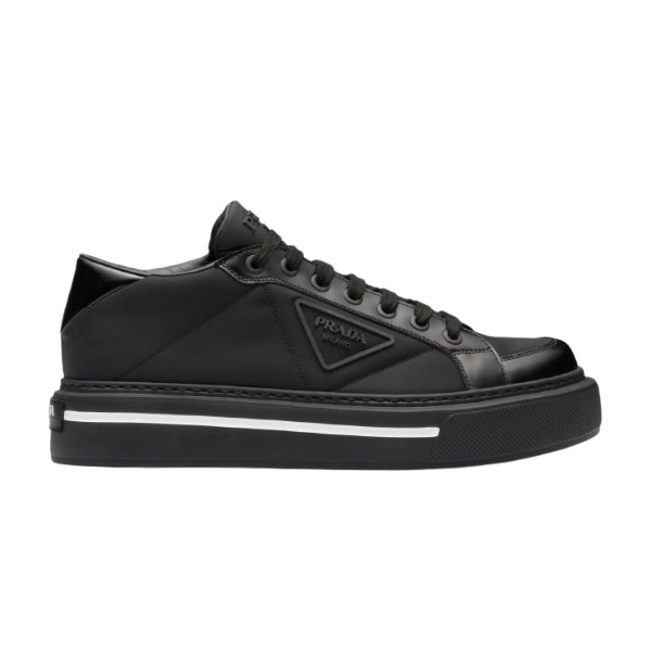 PRADA MACRO RE-NYLON AND BRUSHED LEATHER SNEAKERS   PRS058