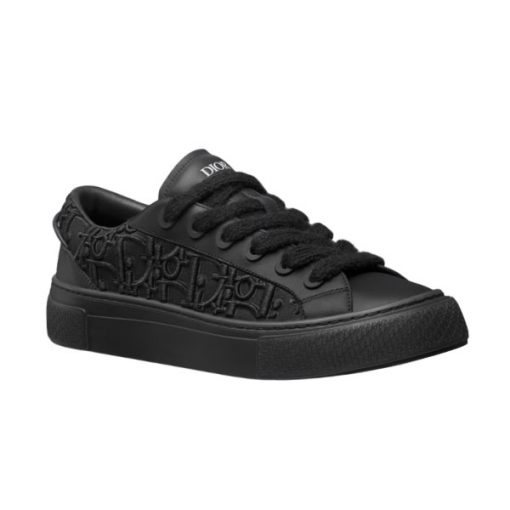 DIOR B33 SNEAKER BLACK SMOOTH CALFSKIN AND DIOR OBLIQUE RAISED EMBROIDERY   DO132
