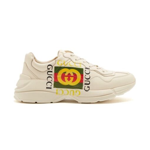 GUCCI RHYTON LOGO PRINT LOW TOP LEATHER TRAINERS   GCC009