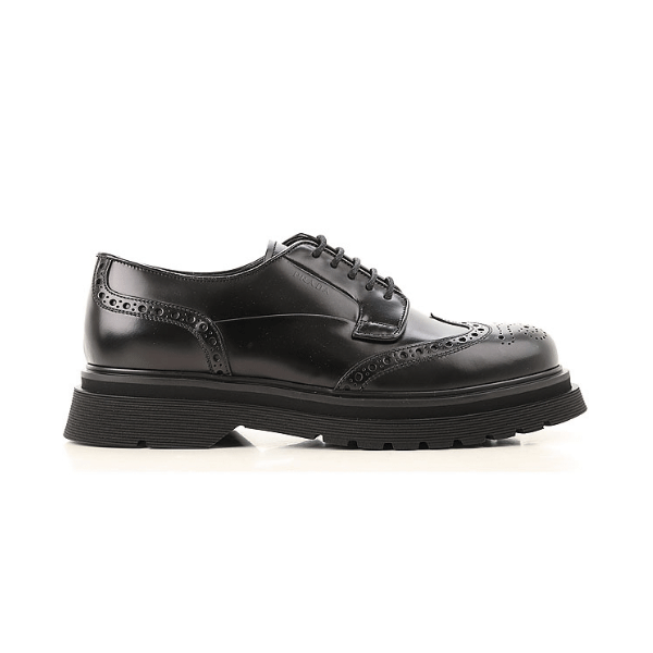 PRADA BRUSHED LEATHER DERBY BROGUE SHOES SHOES   PRS033