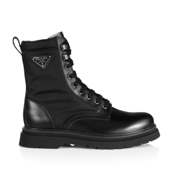 PRADA BRUSHED LEATHER AND NYLON BOOTS   PRS035