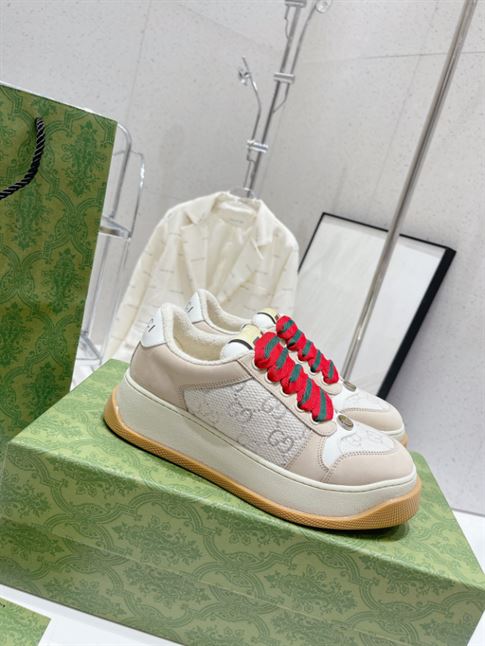 GUCCI SCREENER SNEAKERS IN GG LUREX AND NABUK   GCC123