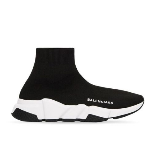 BALENCIAGA SPEED RECYCLED KNIT SNEAKER IN BLACK/WHITE   BLA052