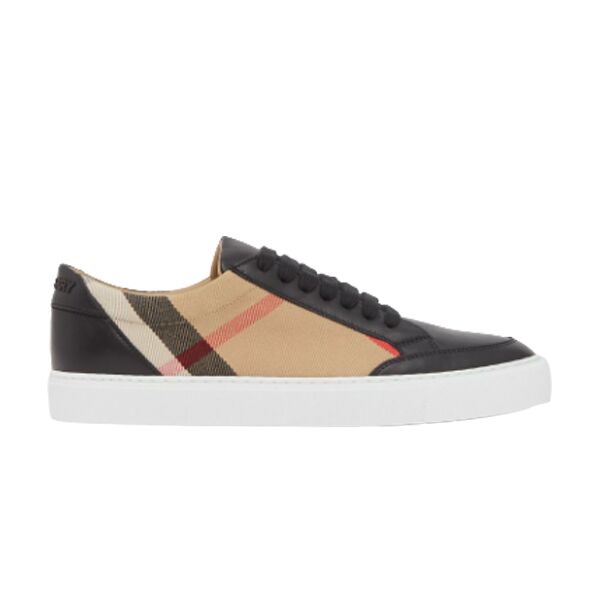 BURBERRY LEATHER AND HOUSE CHECK COTTON SNEAKERS   BBR014