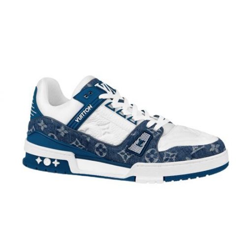 LOUIS VUITTON TRAINER MONOGRAM DENIM WHITE BLUE   LVS006