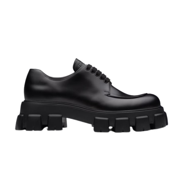 PRADA MONOLITH BRUSHED LEATHER LACE-UP SHOES   PRS060