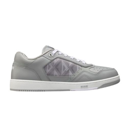 DIOR B27 LOW-TOP SNEAKER GRAY SMOOTH CALFSKIN AND CD DIAMOND CANVAS   DO139