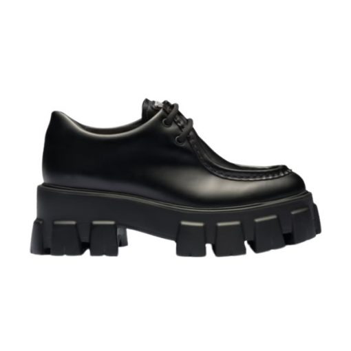 PRADA MONOLITH BRUSHED LEATHER LACE-UP SHOES   PRS059