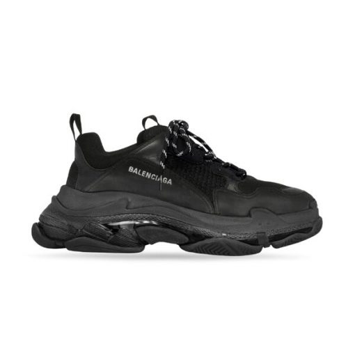 BALENCIAGA MEN S TRIPLE S SNEAKER CLEAR SOLE IN BLACK   BLA014