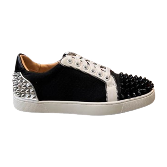 Christian Louboutin Low Top Black White Silver Sneaker   CLS048