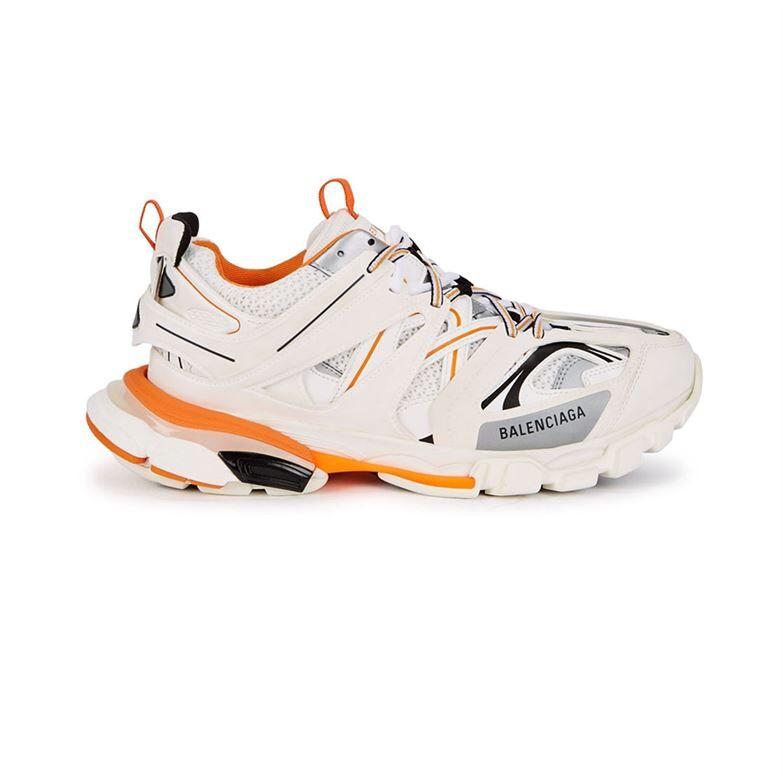 BALENCIAGA TRACK 3 SNEAKERS IN WHITE AND ORANGE   BLA001