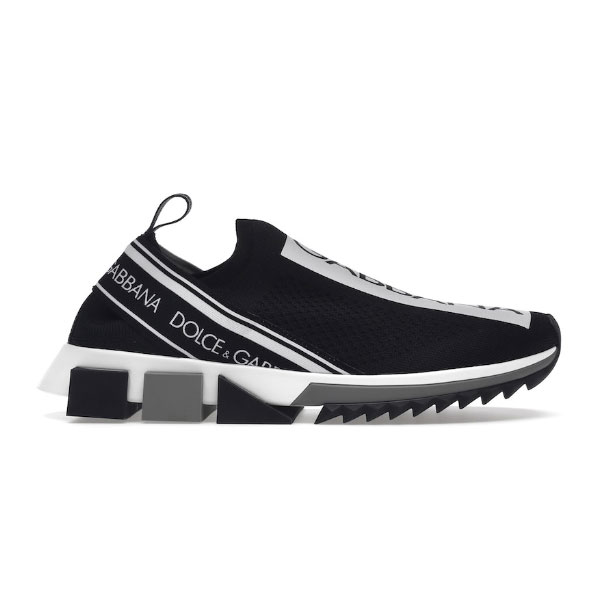 DOLCE   GABBANA SORRENTO LOGO SLIP ON BLACK WHITE ?��� DG030