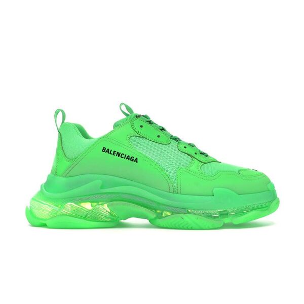 BALENCIAGA TRIPLE S CLEAR SOLE IN NEON GREEN   BLA019