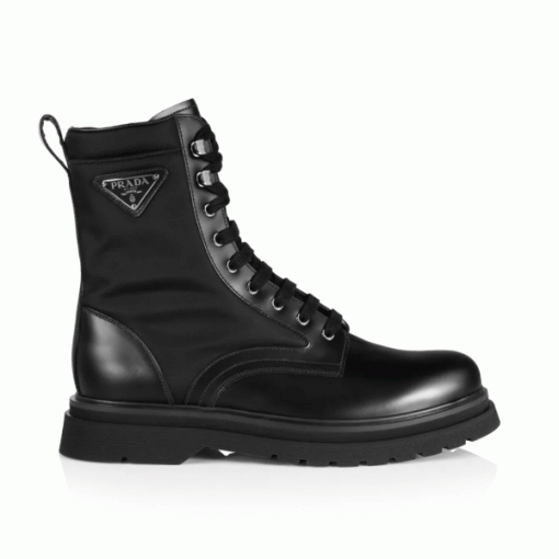 PRADA BRUSHED LEATHER AND NYLON BOOTS   PRS035
