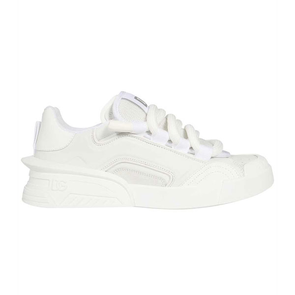 DOLCE   GABBANA MIXED-MATERIAL PORTOFINO SNEAKERS IN WHITE �C DG036