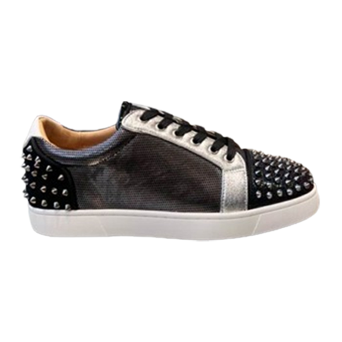 Christian Louboutin Low Top Black Silver Sneaker   CLS049