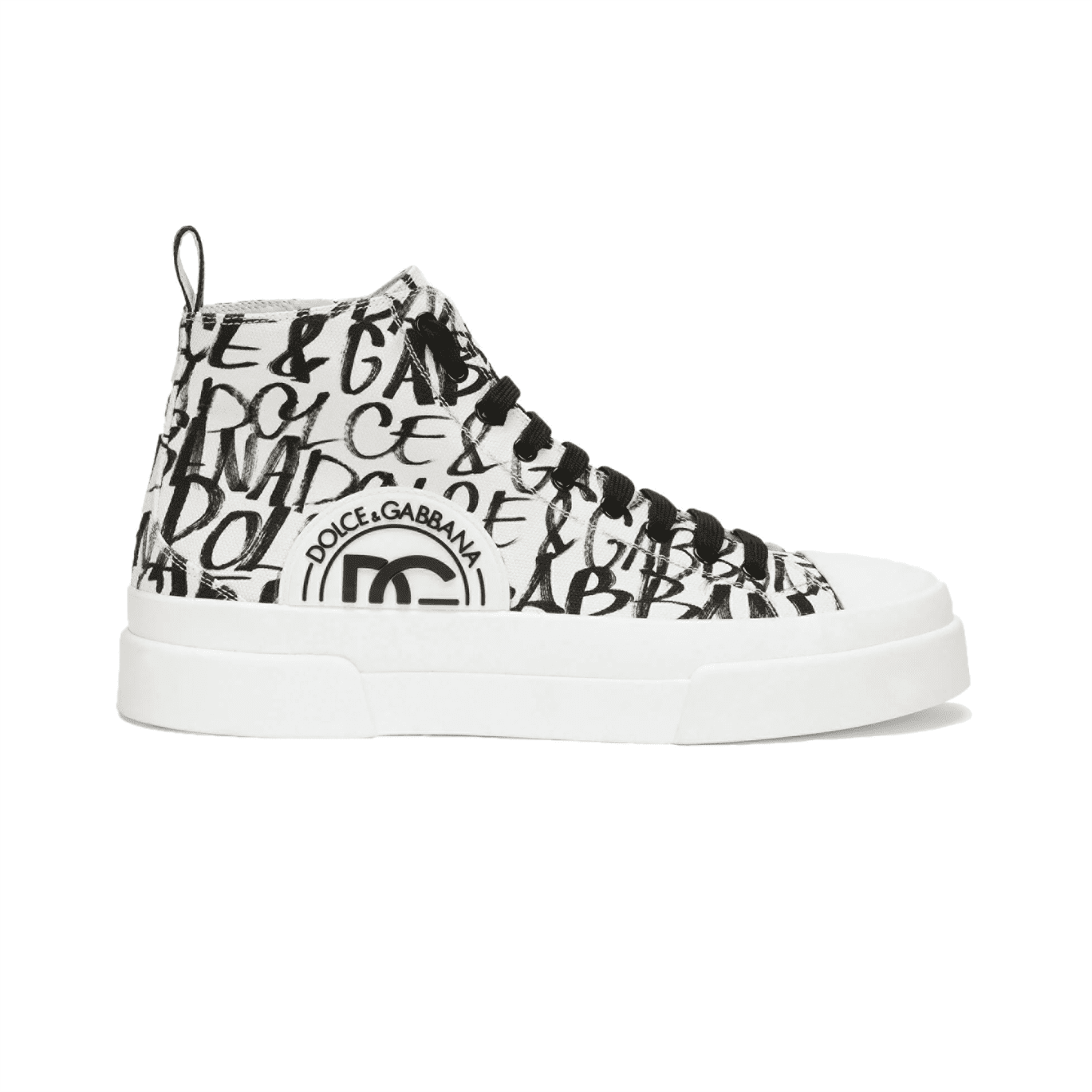 DOLCE   GABBANA CANVAS PORTOFINO LIGHT MID-TOP SNEAKERS WITH DG LOGO PRINT �C DG005