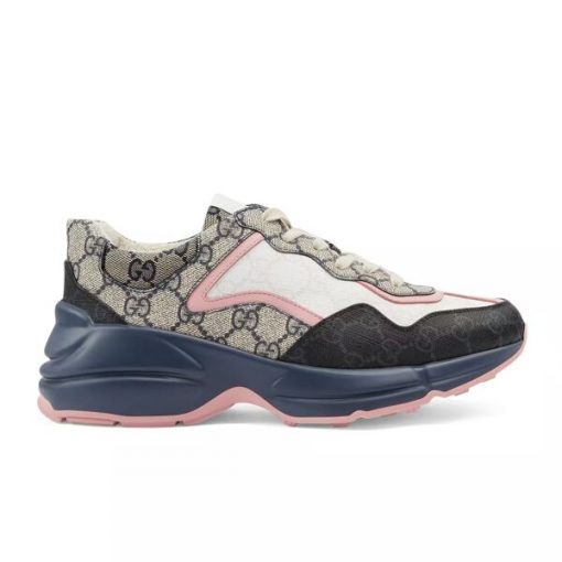 GUCCI RHYTON GG-MONOGRAM LEATHER-TRIM CANVAS TRAINERS   GCC106