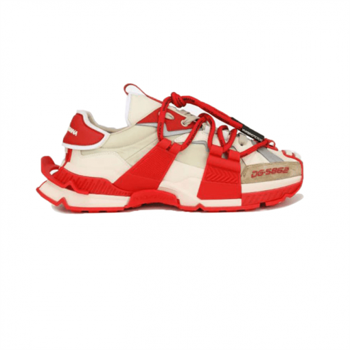 DOLCE   GABBANA MIXED-MATERIAL SPACE SNEAKRES IN RED �C DG012