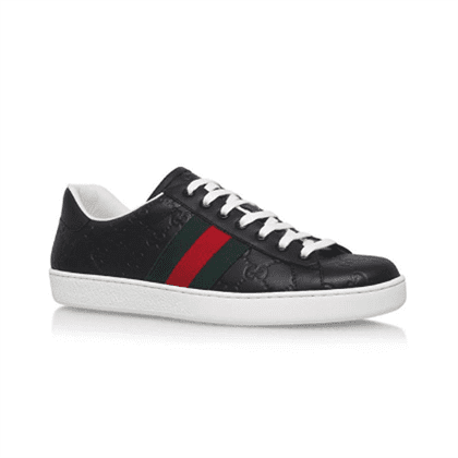 GUCCI ACE SIGNATURE SNEAKER BLACK   GCC028