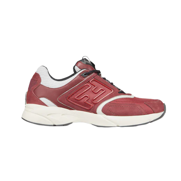 FENDY FASTER TRAINERS BURGUNDY NUBUCK LEATHER LOW TOPS   FDS021