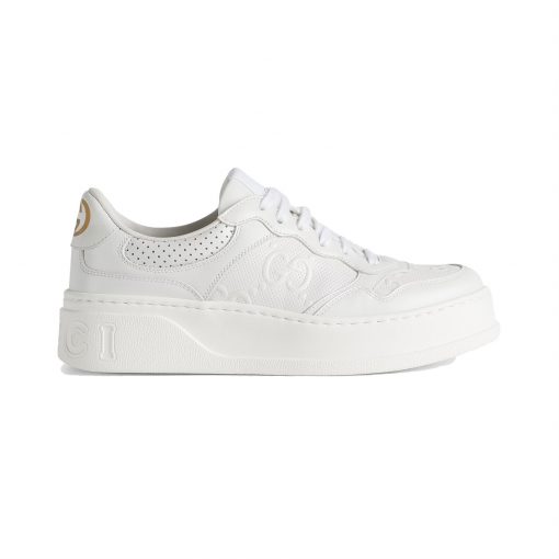 GUCCI MEN S GG EMBOSSED SNEAKER WHITE LEATHER   GCC005