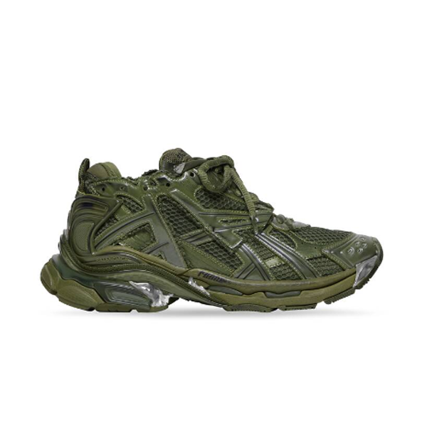 BALENCIAGA RUNNER TRAINERS IN DARK GREEN MESH AND NYLON   BLA025