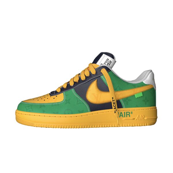 LOUIS VUITTON X NIKE AIR FORCE 1 LOW-TOP SNEAKERS IN YELLOW AND GREEN   LVS119