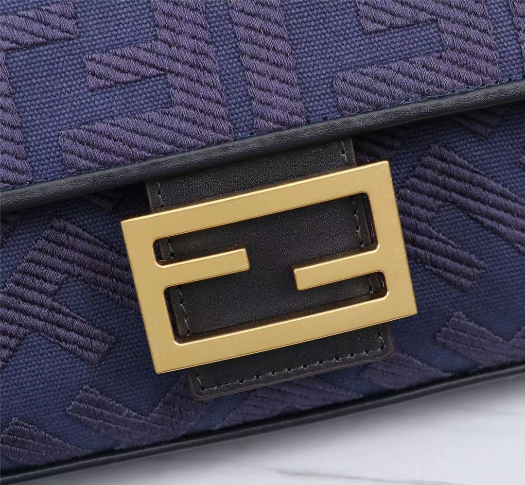 Fendi Beige FF Canvas Bag Blue