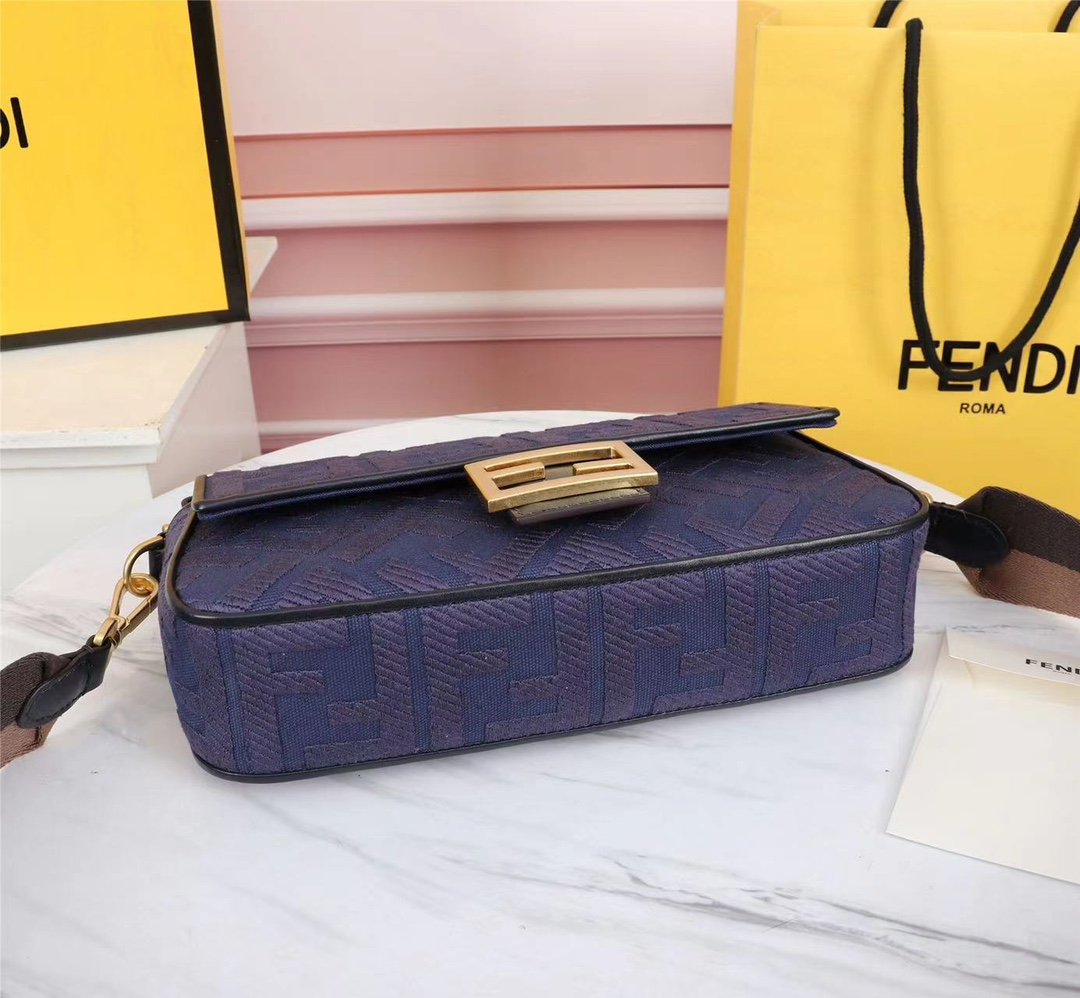 Fendi Beige FF Canvas Bag Blue