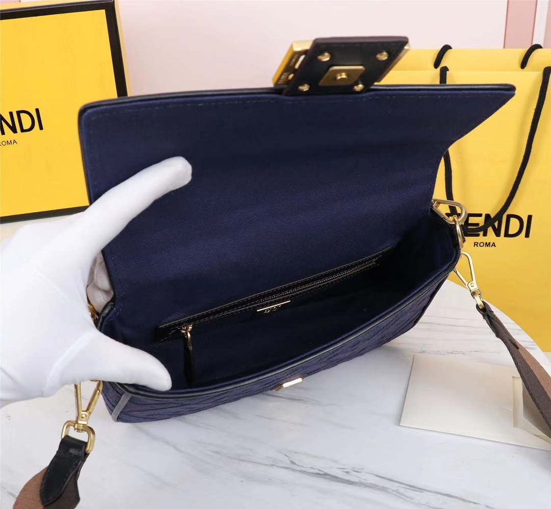 Fendi Beige FF Canvas Bag Blue